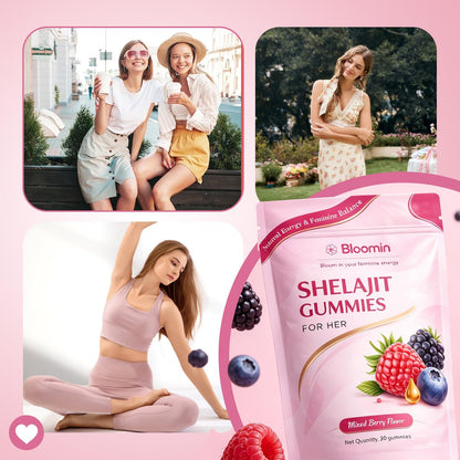 Botanic Vault Bloomin Shilajit Gummies for Women – Daily Wellness, Energy & Vitality Support, Herbal Berry, 60 Gummies