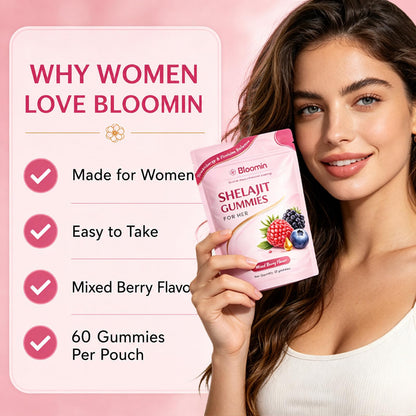 Botanic Vault Bloomin Shilajit Gummies for Women – Daily Wellness, Energy & Vitality Support, Herbal Berry, 60 Gummies