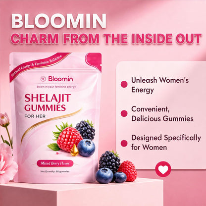 Botanic Vault Bloomin Shilajit Gummies for Women – Daily Wellness, Energy & Vitality Support, Herbal Berry, 60 Gummies